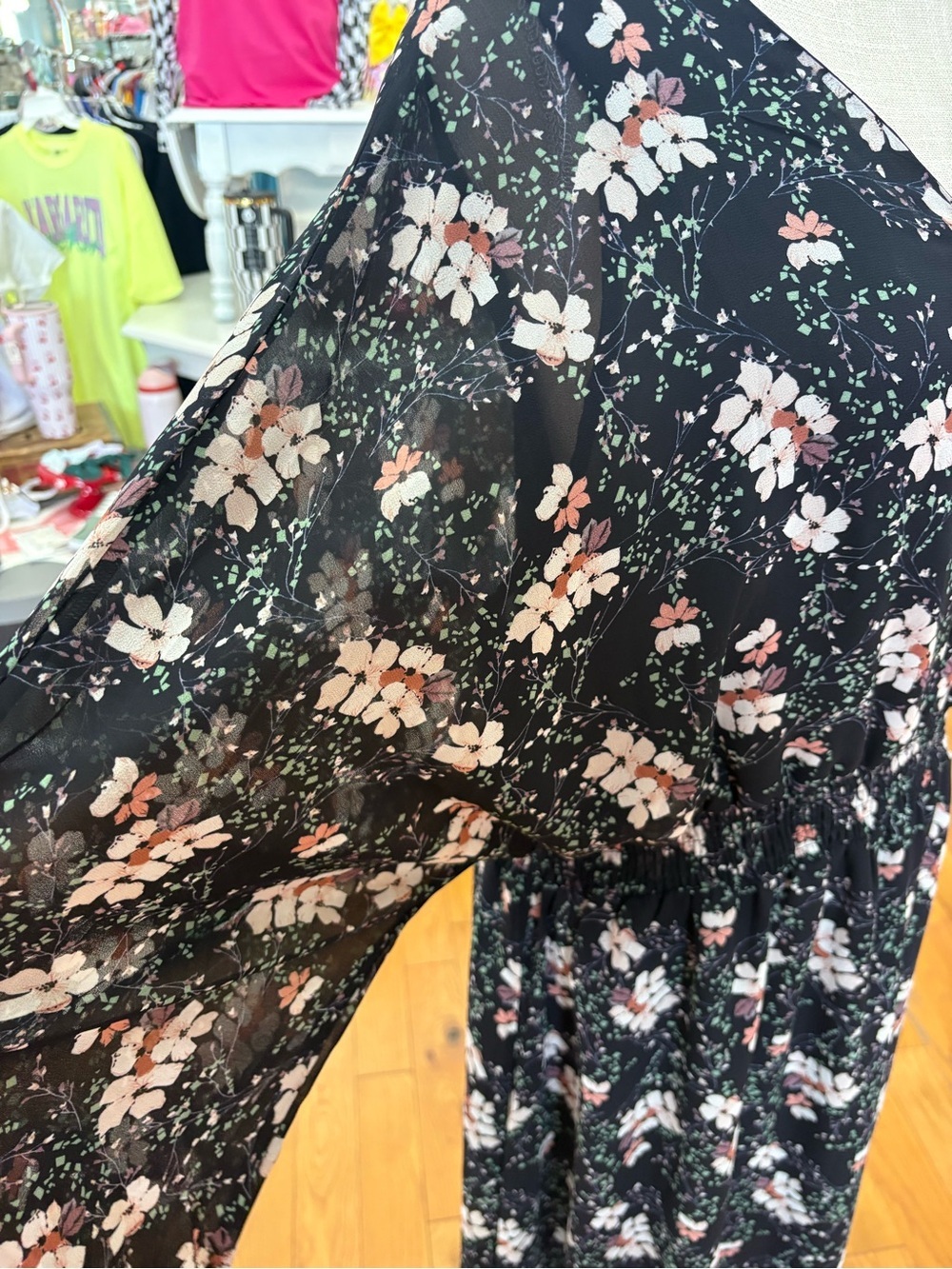 Hayden Floral Long Sleeve Blue Pink Floral  Dress Size 1XL - Picture 3 of 7